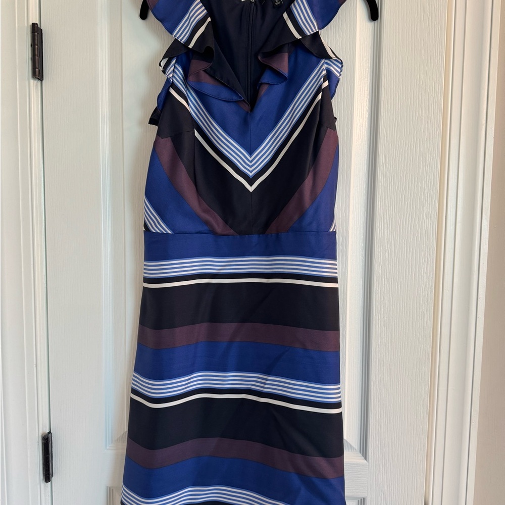 Banana Republic Blue and Black Striped Midi Dress